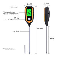 Testeur numérique 4-en-1 d'humidité du sol pH température lumière du soleil pour jardin ferme pelouse plante avec écran LCD