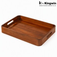 Plateau de service en bambou poli avec poignée, design minimaliste, écologique et jetable pour plat de poisson, collation, petit-déjeuner, fruits
