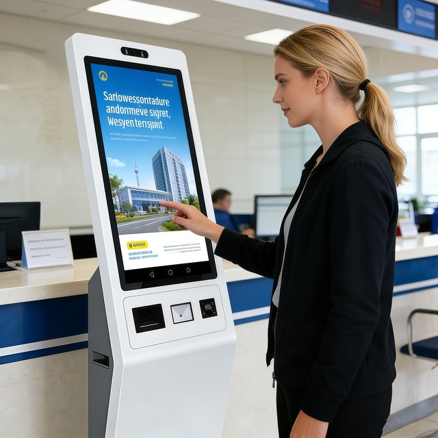 Automatic Self Service Payment Terminal Kiosk with QR Code Scanner Animation & Graphics for Retail Store Subway Use