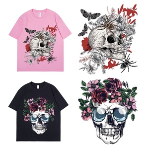 Autocollants personnalisés de haute qualité à motif crâne, impression sérigraphique, étiquettes à encre plastisol, transferts thermiques pour T-shirts, transferts DTF - Product Image 1