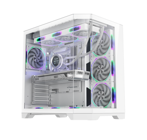 Gabinete para <span class=keywords><strong>PC</strong></span> de Doble Panel de Vidrio Personalizado de Fábrica AntarcChill, Caja para CPU de Juegos, Gabinete para Computadora de Escritorio ATX, Torres Blancas - Product Image 1