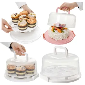 Cake Preservation Storage Box Portable Clear With cover With handle Muffin Keep Fresh Storage Box