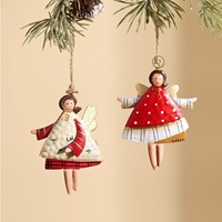 Weihnachtsbaum-Dekoration Bestseller Amerikanischer Vintage-Stil Handbemalte Antik-Look Zinn Weihnachtsengel Anhänger Ornamente Feiertagsdekoration