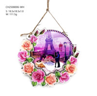 Ornement mural en bois époxy double couche avec scène de Paris et cœur, avec corde en chanvre, décoration intérieure et souvenir de voyage