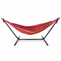 Hamac en tissu rayé avec support, balançoire suspendue pliable, légère, pour 1 à 2 personnes, camping en plein air, randonnée