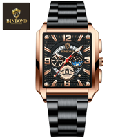 Relojes de Cuarzo Deportivos Multifuncionales con Luz Nocturna y Calendario Cuadrado Retro para Hombre, Resistentes al Agua, Venta al Por Mayor Binbond