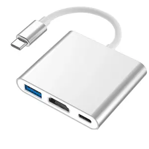 อะแดปเตอร์แยกสาย USB Type-C เป็น HD MI USB-C 3 in 1 4K HD Mi USB 3.0 PD ชาร์จเร็วอะแดปเตอร์อัจฉริยะสำหรับ MacBook Dell