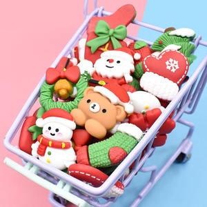 Abalorios de resina de Papá Noel y muñecos de nieve para decoración navideña DIY, cabujones de oso de base plana para regalos y manualidades navideñas DIY - Product Image 6
