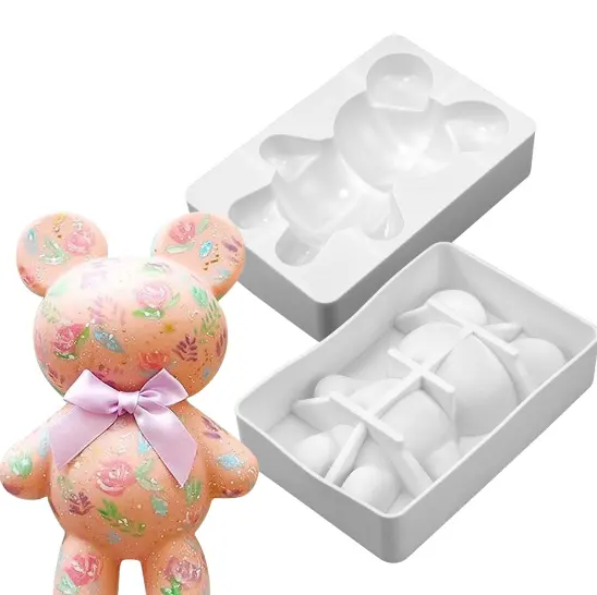 OEM Valentine's Day INS Style Silicone Gloomy Bear Chocolates Mousse Mould With Wooden Hammer