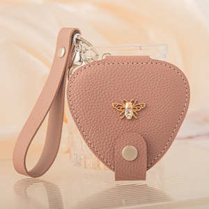 Glass <b>Compact</b> <b>Mirror</b> Keychain Double Sided Folding Portable Pocket Makeup <b>Mirror</b> 2X High Reflectivity Travel Size Gold Bear - Product Image 2