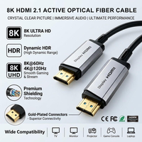 Câble HDMI 2.1 Optique Actif Mâle-Mâle 8K 60Hz avec Connecteurs Plaqués Or – Cordon HDMI pour TV, Moniteur, Projecteur, Console de Jeu