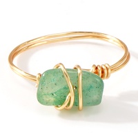 Bague en Gros de Cristal de Guérison Brut Pierre Naturelle Enroulée de Fil de Cuivre Gemme Irrégulière Ajustable Bijoux pour Hommes Femmes
