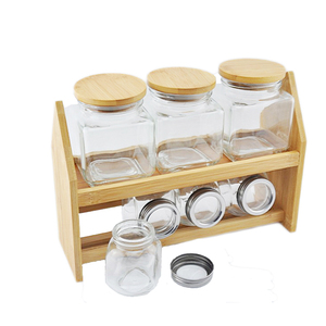 Factory Direct Bamboo 2-tier Spice and Glass Jar <b>Kitchen</b> Storage Organizer <b>Rack</b> - Product Image 1