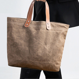 Custom Printed logo Recycle Grocery Tote Boat <b>Bag</b> Heavy <b>Waxed</b> <b>Canvas</b> <b>Bag</b> Large Bulk Reusable Personalized <b>Canvas</b> Shopping <b>Bag</b> - Product Image 6