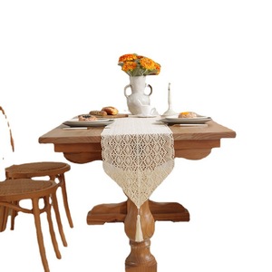 burlap cotton rustic cream beige boho splicing table runner with