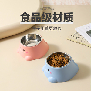 Bol pour chat en acier inoxydable, design dinosaure, anti-renversement, pour l'alimentation des chatons, couleur verte - Product Image 3