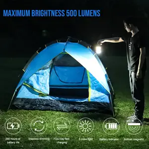 TrustFire C2 LED Lanterne d'urgence Lampes de camping étanches légères avec lampe magnétique 500LM et lampes