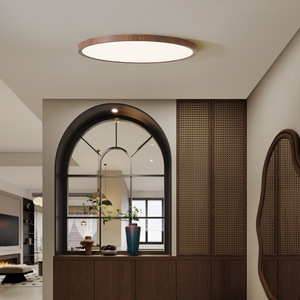 Lámpara de techo LED redonda con marco de madera, diseño delgado para dormitorio, sala de estar, iluminación interior del hogar - Product Image 1