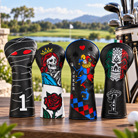 Housse de tête de club de golf personnalisée brodée, en cuir PU imperméable, pour driver, housses de bois de golf professionnelles sur mesure, OEM
