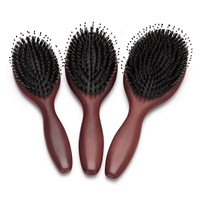 Logo direct d'usine coussin en bois de hêtre et pagaie démêlant les poils de sanglier naturels masseur de cuir chevelu peigne brosse à cheveux en bois de santal
