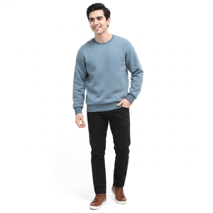 เสื้อสเวตเตอร์ผ้าฝ้ายสำหรับผู้ชาย, สเวตเชิ้ตผ้าคอตตอน100% ระบายอากาศได้ดีสีพื้นสำหรับฤดูหนาว - Product Image 1
