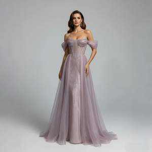 Serene Hill LA73454 Pink <strong>Off</strong> <strong>the</strong> <strong>Shoulder</strong> Beaded <strong>Corset</strong> Evening <strong>Dress</strong> with Overskirt Elegant Mermaid Formal Party Gowns - Product Image 1