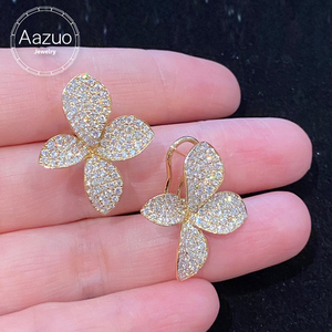อาซูโอ เครื่องประดับหรูหรา ทองคำแท้ 18K เพชรเพาะเลี้ยงในห้องปฏิบัติการ ต่างหูรูปดอกไม้ ของขวัญสำหรับผู้หญิง สวมใส่ได้ทุกวัน งานเลี้ยง GIC - Product Image 1