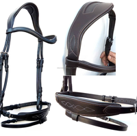 Bridon d'équitation confortable en cuir de buffle indien noir-brun pour usage équestre