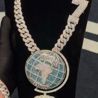 Pass Diamond Tester Micro Pavé VVS Moissanite 925 Sterling Silver Hip Hop Bijoux Afrique Carte Globe Pendentif
