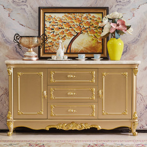 <span class=keywords><strong>Aparador</strong></span> de Madera Maciza con Tapa de Mármol Estilo Europeo, Mueble para el Hogar, 12 <span class=keywords><strong>Metros</strong></span> de Almacenamiento, para Sala de Estar, Entrada, Pasillo, Modelo de Color Oscuro - Product Image 1