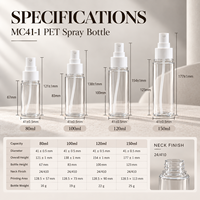 Flacon pulvérisateur en plastique PET personnalisé, fantaisie, 80 ml, 100 ml, 120 ml, 150 ml, pour désinfectant pour les mains, cosmétiques, brume fine