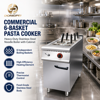 Cuiseur à pâtes professionnel à gaz 6 paniers en acier inoxydable 304 avec base armoire pour cuisine de restaurant