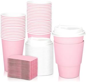Logo personalizzato stampato eco-friendly monouso a parete doppia parete rosa stagnola oro bevanda calda tazza di <span class=keywords><strong>caffè</strong></span> di carta con coperchio - Product Image 4