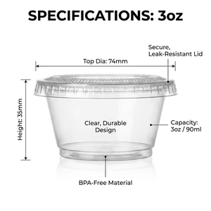 Gobelet soufflé en plastique transparent FULING personnalisé de 3,25 oz, gobelet jetable pour sauce - Product Image 1