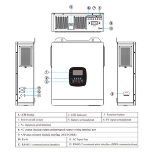 Prix de gros Onduleurs solaires hybrides monophasés MPPT 3KW 4KW 6KW HFP On-Grid et Off-Grid 3.3W-12.3 - Product Image 5