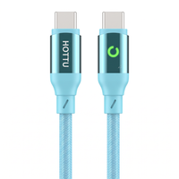 Kabel USB Type C ke Type C Silikon Biru Muda, Kabel Pengisi Daya Terjalin untuk Ponsel, Tablet, Laptop, Mobil, dan Perjalanan