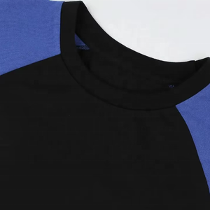 Men's Black Blue <b>Raglan</b> <b>Sleeve</b> O-Neck Casual <b>T</b>-<b>Shirt</b> Regular Fit 100% Cotton Jersey Solid Color Blank Design 2027 - Product Image 3