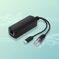 Injecteur Répartiteur PoE Ethernet Actif 48V 5V 10/100Mbps 802.3af avec Sortie CC Micro USB RJ45 pour Moniteur en Plastique ABS