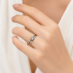 Anello a Sfera Bicolore per Donne, Anello di Fidanzamento Creativo in Stile Europeo e Americano, Gioiello da Dito alla Moda - Product Image 3