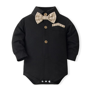 Combinaison à manches longues <span class=keywords><strong>pour</strong></span> bébé garçon, style gentleman, avec nœud papillon, idéale <span class=keywords><strong>pour</strong></span> les fêtes d'anniversaire et les banquets - Product Image 2