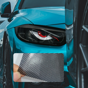 Autocollant en vinyle perforé pour phare de voiture avec logo personnalisé, effet œil de démon, autocollant en maille pour phare de voiture, effet œil en colère - Product Image 1