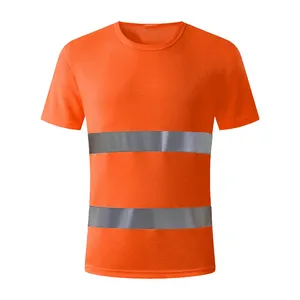 Made In China Hi Vis Work Polo Shirt Round Neck Short Sleeve T Shirt Vest Reflective Construction Shirt For Road Outdoor