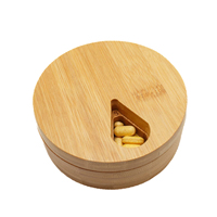Offre spéciale ronde 7 jours quotidien Portable bambou vitamine pilulier support organisateur étuis de rangement conteneur de médicaments