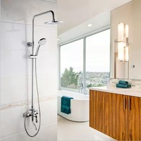 Colonne de douche murale en laiton de style classique, économique, à levier unique, avec mitigeur rond et pommeau de douche pluie, vente directe usine