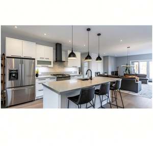 Muebles de cocina de diseño personalizado, muebles de cocina modernos con acabado o lacado de madera maciza de roble, estilo nórdico - Product Image 1