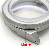 Boîtier de montre Samurai en argent mat, SKX MOD NH35 NH34, acier, couronne à 3 heures, anneau de chapitre, fond de boîtier, pièces de rechange, accessoires de modification