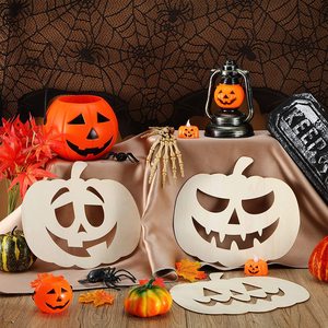 Nouvelles décorations en bois pour Halloween, y compris des planches à colorier DIY en forme de citrouille et des outils de dessin pour enfants. - Product Image 2