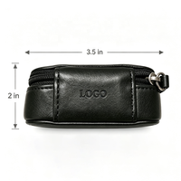 Étui à rouge à lèvres vintage en cuir PU noir avec miroir et fermeture éclair, pochette portable élégante pour baume à lèvres, trousse de maquillage pour femme pour les retouches quotidiennes