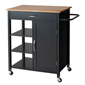 DB Modern Design <b>Mobile</b> <b>Kitchen</b> <b>Island</b> Cart with Rubber Wood Panel Style Top - Product Image 5