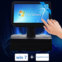 Sistema POS de Pantalla Táctil Dual de 15.6 Pulgadas, Terminal de Caja Todo en Uno, Diseño Android/Win10, Wi-Fi 6, Escáner NFC, Cajón de Dinero, 2GB